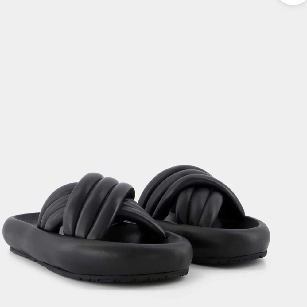 Isabel Marant Black Leather Niloo Puffy Sandal NWT
